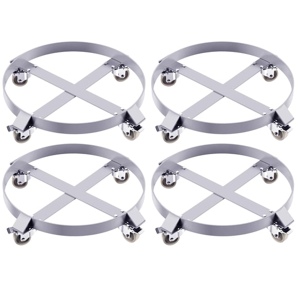 55 Gallon Drum Dolly, Heavy Duty 1000 lbs Load Capacity Barrel Dolly Cart, Steel Frame with 4 Swivel Casters for Warehouse Drum Handling, 1 2 or 4 Pack