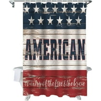 4th of July Shower Curtain American Flag Patriotic Shower Curtains for Bathroom Decor Independence Day Vintage Stars Blue White Red Stripe Bath Curtains Sets Waterproof Small Stall 36" x 72"