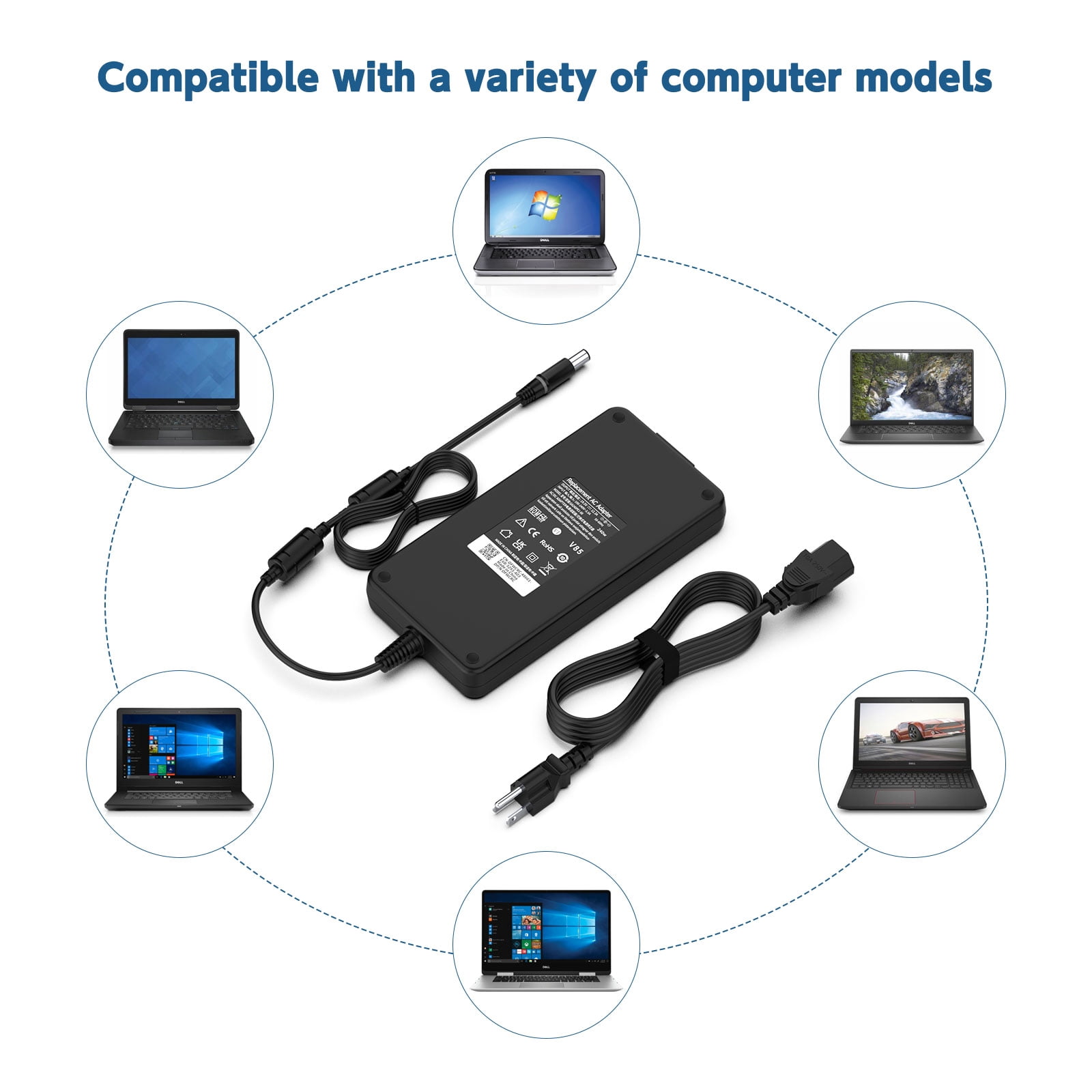 HFLRZZ DELL 19.5V 12.3A 240 Watt Charger Fit for Dell Alienware Laptop M15 R3 R4 R7 R6 R5 M17 R5 R3 R4 15 R3 R2 17 R3 M17X M14X Gaming Laptop Power Cord AC Adapter