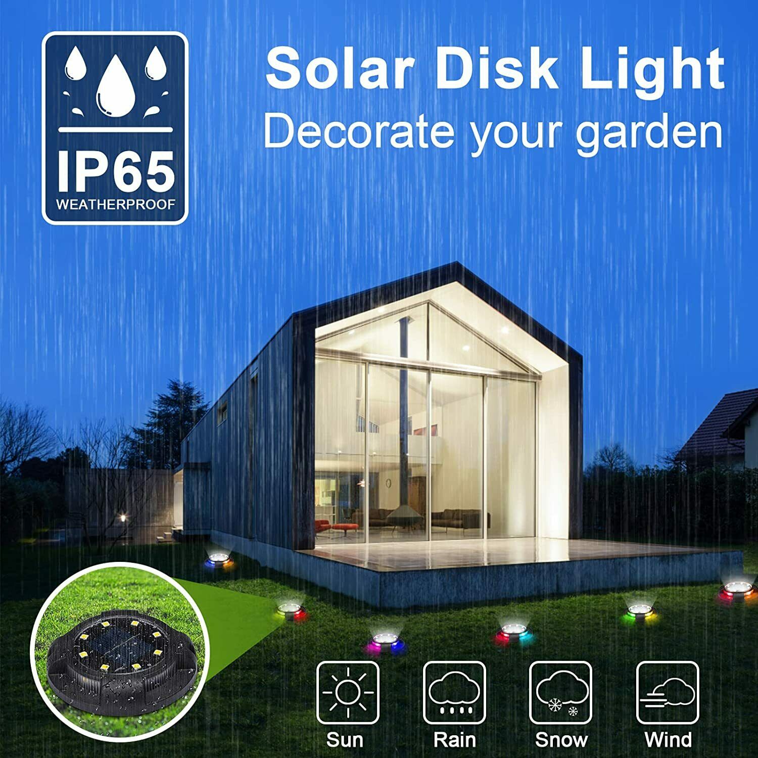 8pcs Solar Ground Lights 12 LED Buried Lawn Lamp Yard Path Landscape Lights