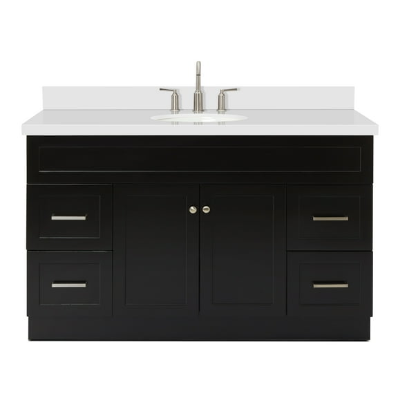 Ariel Hamlet 55 In. Oval Sink Vanity With White Quartz Countertop In Midnight Blue