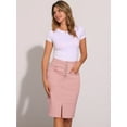 thumbnail image 3 of DARING DIVA Women's Elegant Front Slit Stretch A-Line Denim Skirts M Pink, 3 of 5