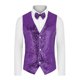 thumbnail image 5 of Chaleco sin mangas brillante de lentejuelas INSPIRE CHIC para hombre, corte slim fit, cuello en V, fiesta disco, lazo morado, 5 of 5