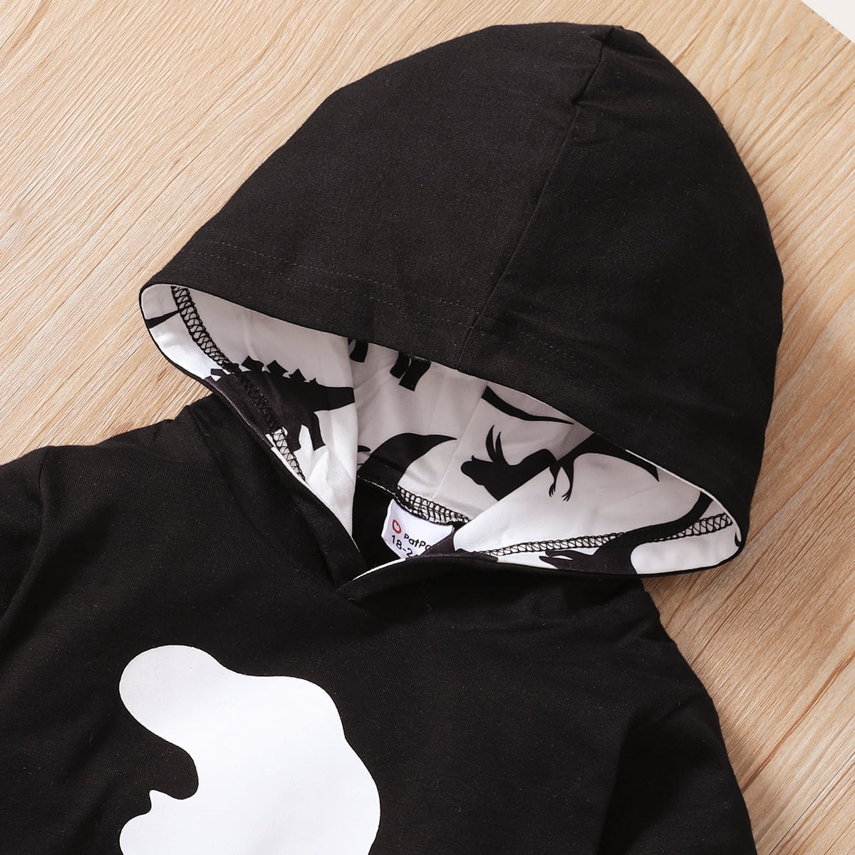 Toddler Boys Outfits 4T Toddler Boy Autumn Winter Outfits 5T Toddler Boy Black And White Dinosaur Print Hooded Long Sleeve Top + Pants 2PCs Set