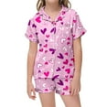 thumbnail image 2 of Gelikeya Girls Satin Pajama Set Valentine's Day Button Down Jammies Spring Summer 2 Piece Outfit Sets Girl's Fashion, 2 of 4