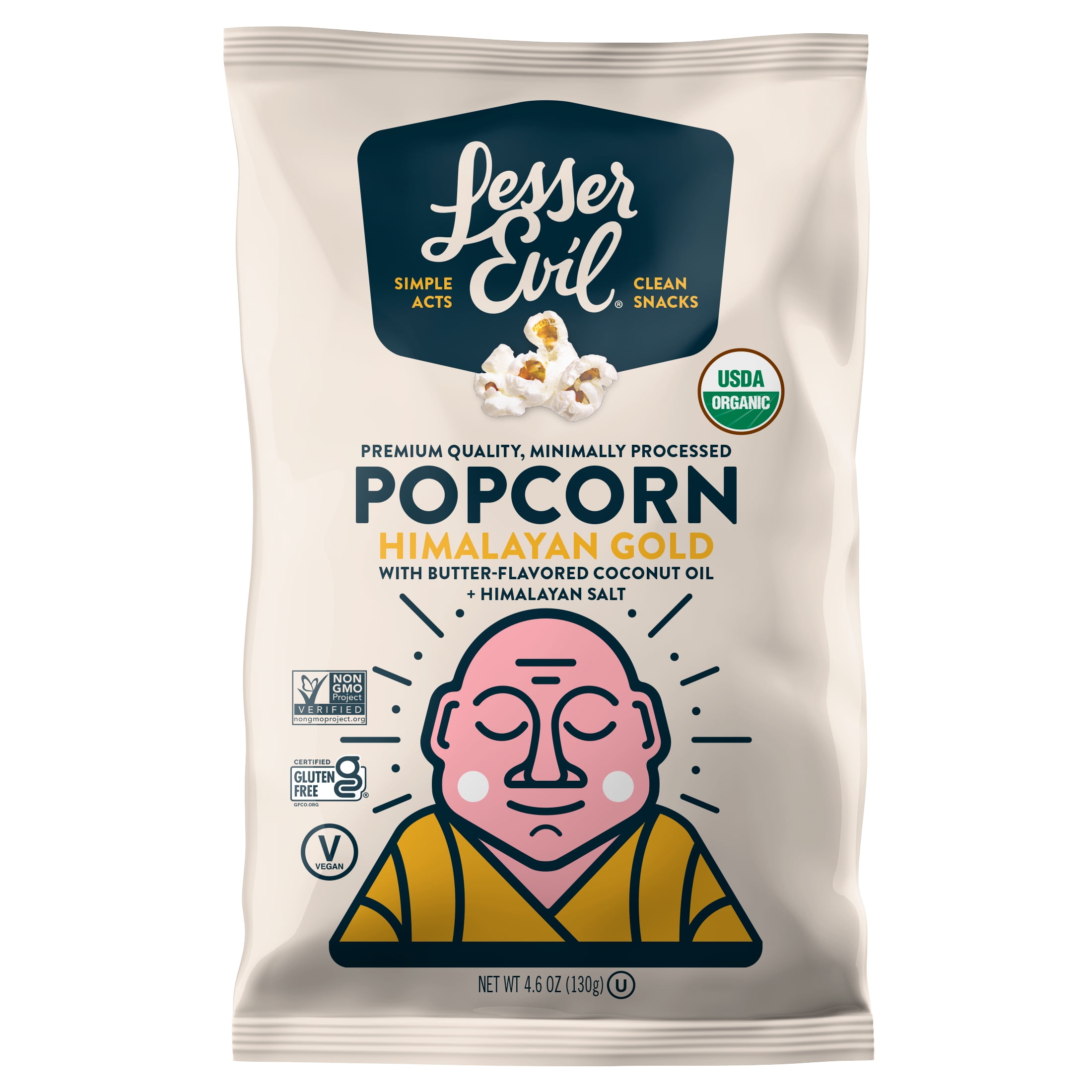 LesserEvil Organic Popcorn, Himalayan Gold, 4.6 oz