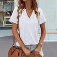 thumbnail image 2 of Prolriy Shirts for Women, Womens Tops Summer Short Sleeve V Neck Blouses Business Casual Loose Fit Tshirts Trendy Fashion Outfits Womens Tops Spring Summer Tops for Women White S, 2 of 6