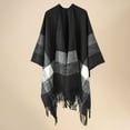 thumbnail image 2 of GDREDA Cardigan à Rayures pour Femmes, Coupe-Vent, Chaud, Mode, pour Automne Printemps Hiver, Noir, Taille Unique, 2 of 3