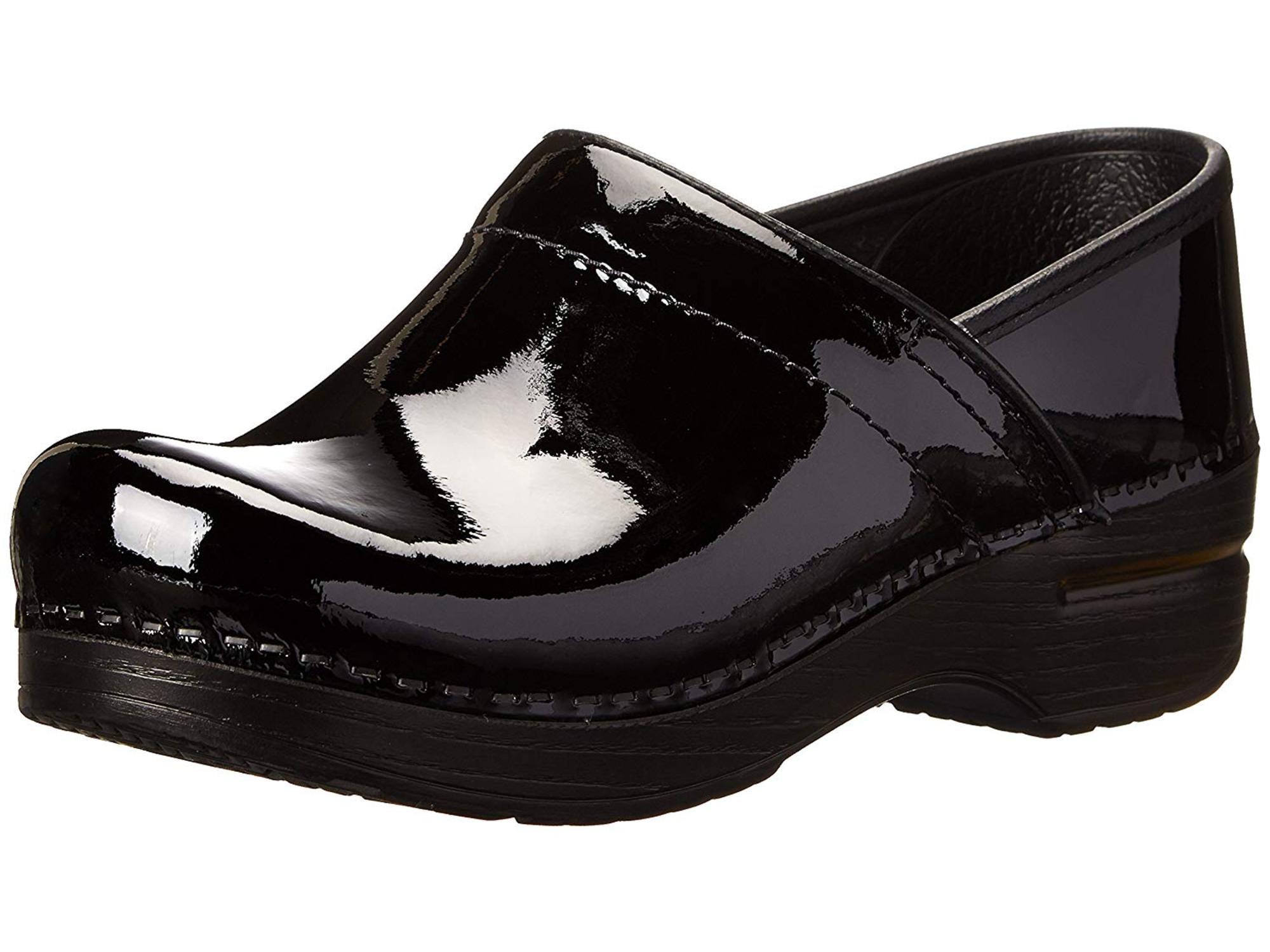 Dansko Womens Professional Leather Closed Toe Clogs, Black Patent, Size