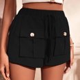 thumbnail image 6 of Black Womens Ruched High Leg Straight Leg Basic Shorts Loose Fit Shorts for Women Wild Cargo Summer Fall Shorts 2025 Clothes Fashion Y2K L, 6 of 8