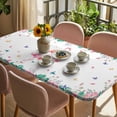 thumbnail image 3 of Pink Flamingo Table Cloths for 3 Foot Rectangle Tables, Tropical Botanical Summer Butterfly Flower Patio Waterproof Elastic Fitted Tablecloths, Washable Rectangular Table Cover for Camping, 3 of 8