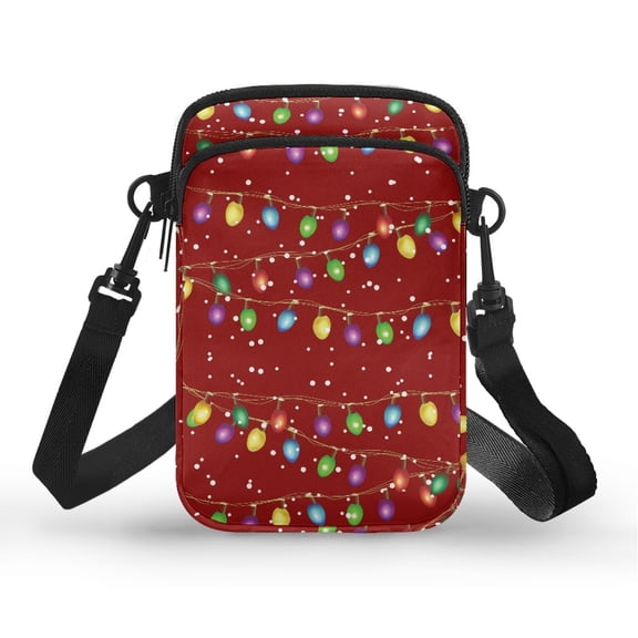 HELLHERO Christmas lights Polyester Crossbody Sling Bags with Zipper Travel 2 Zippers