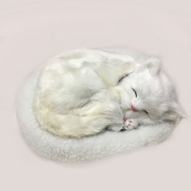 Realistic Sleeping Breathing Cat Dog Plush Doll Toys Electronic
