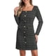 thumbnail image 4 of Vestido de tweed para mujer Inspire Chic, de manga larga, escote cuadrado, largo hasta la rodilla, color negro, 4 of 6