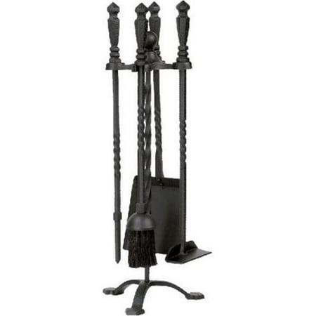 

Wrought Iron Stove Fireplace Tool Set - Twist Style Black - 5 Piece
