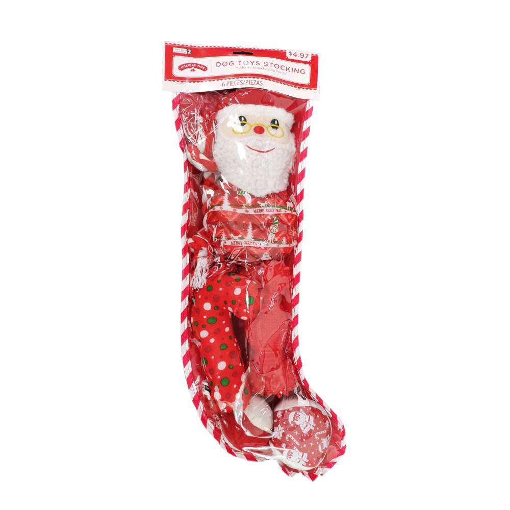 Holiday Time Dog Toy Stocking, Small, Red