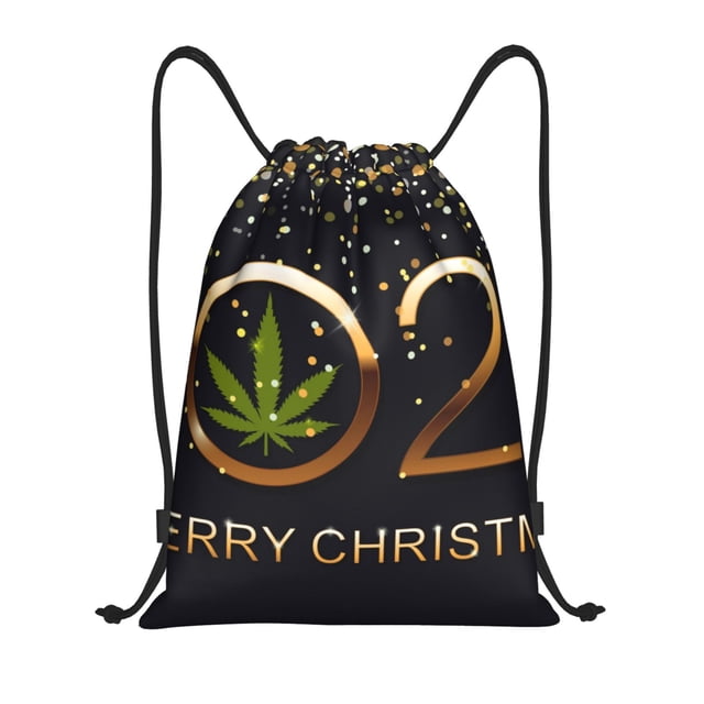 Xecao 2025 And Merry Christmas Pattern Sports Drawstring Backpack - String Swim Gym Bag with Wet Proof Pocket for Women&Men-Medium
