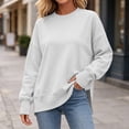 thumbnail image 5 of ClodeEU Women's Crewneck Long Sleeve Sweatshirt with Thumbhole Cuffs ,Casual Loose Fit Pullover Top ,Women's Plus XL, 5 of 9