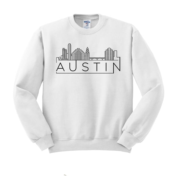 Skyline Austin Texas Sweatshirt Unisex Large White