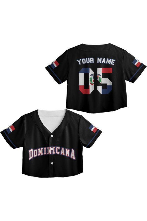 Custom Dominica Republic Crop Top Baseball Jersey Dominicana Republic Shirt for Team Dominican Flag Jersey for Men Women (S)