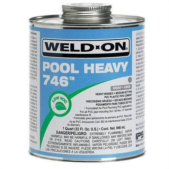 Weld-On 746, PVC, Gray Pool Adhesive Industrial Sealant, 1 Quart