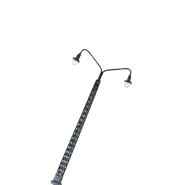 Model Railway Lamp 1:87 Scale Streetlight Simple Layout Props Double-Heads LED Park Light Home Yard Landscape Decorations Black(White Light)