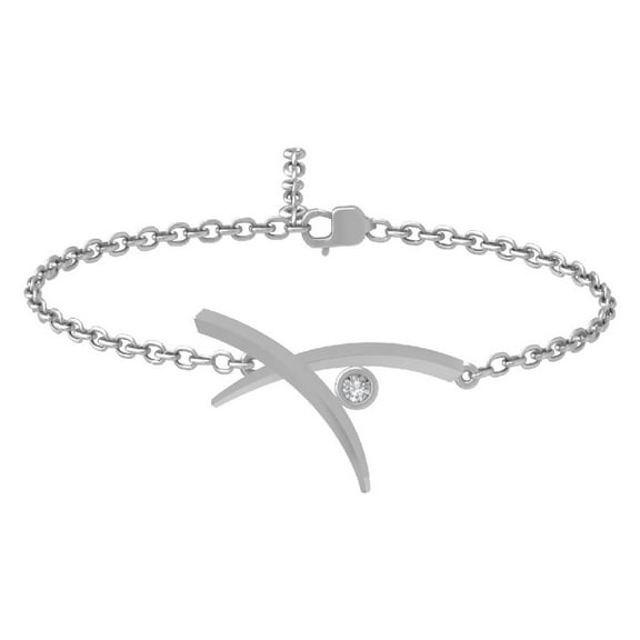 ARAIYA FINE JEWELRY 10K White Gold Lab Grown Diamond Link Bracelet (1/20 cttw, D-E Color, VS Clarity) 7"