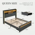 thumbnail image 2 of SIBEDS Bed Frame with Bookcase Storage Headboard and 2 Drawers Linen Gray Upholstered Tufted Wingback Beds, Queen, 2 of 8