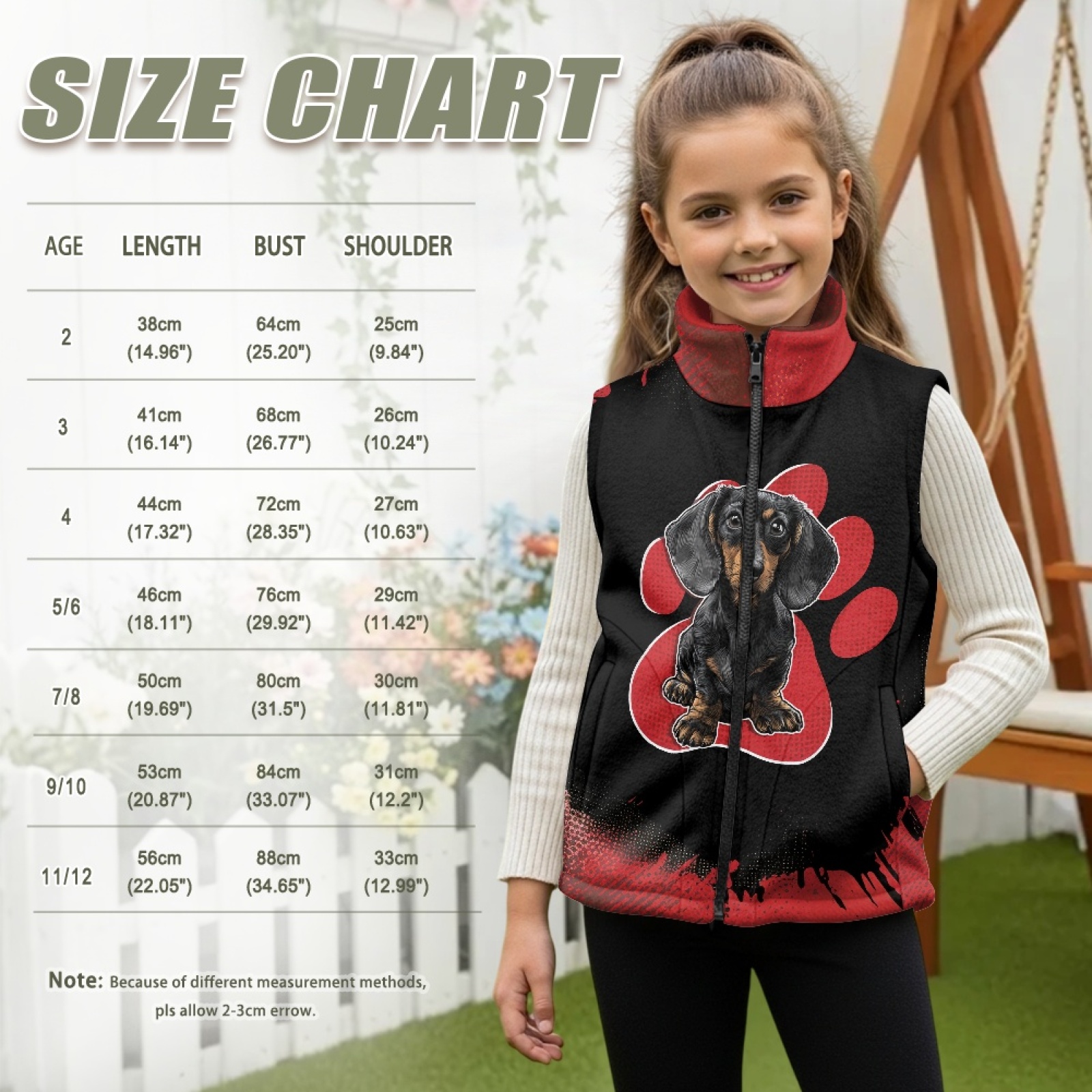 Xoenoiee Dachshund Paw Print Vest Zip Up Jacket Sleeveless Stand Collar with Pockets Toddler Boys Fleece Vest Fall Winter Warm Outerwear, Size 11-12 Years