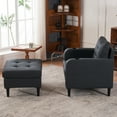 thumbnail image 2 of Tcbosik Modern Accent Chair with Storage Ottoman, Upholstered Arm Chair, Single Sofa Chair with Cup Holder and Side Pocket, Comfy Reading Chair for Living Room Bedroom, Dark Gray, 2 of 10