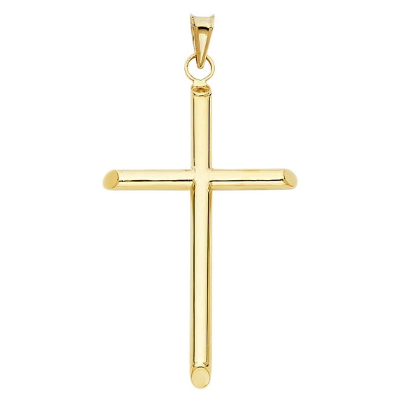 Wellingsale 14K Yellow Gold Polished Classic Religious Christian Cross Charm Pendant