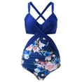 thumbnail image 2 of Aayomet Swimsuit for Women Leopard Pattern Splicing Swimsuit New Sexy Leaky Back (Navy, M), 2 of 4