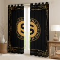 thumbnail image 2 of Manfei Initial Letter S Black Out Curtains, Black Gold Monogrammed Curtains Pack of 2 (42x63 Each), Retro Tribal Aztec Geometric Bedroom Curtains, Curtains Blackout Home Decor, 2 of 6