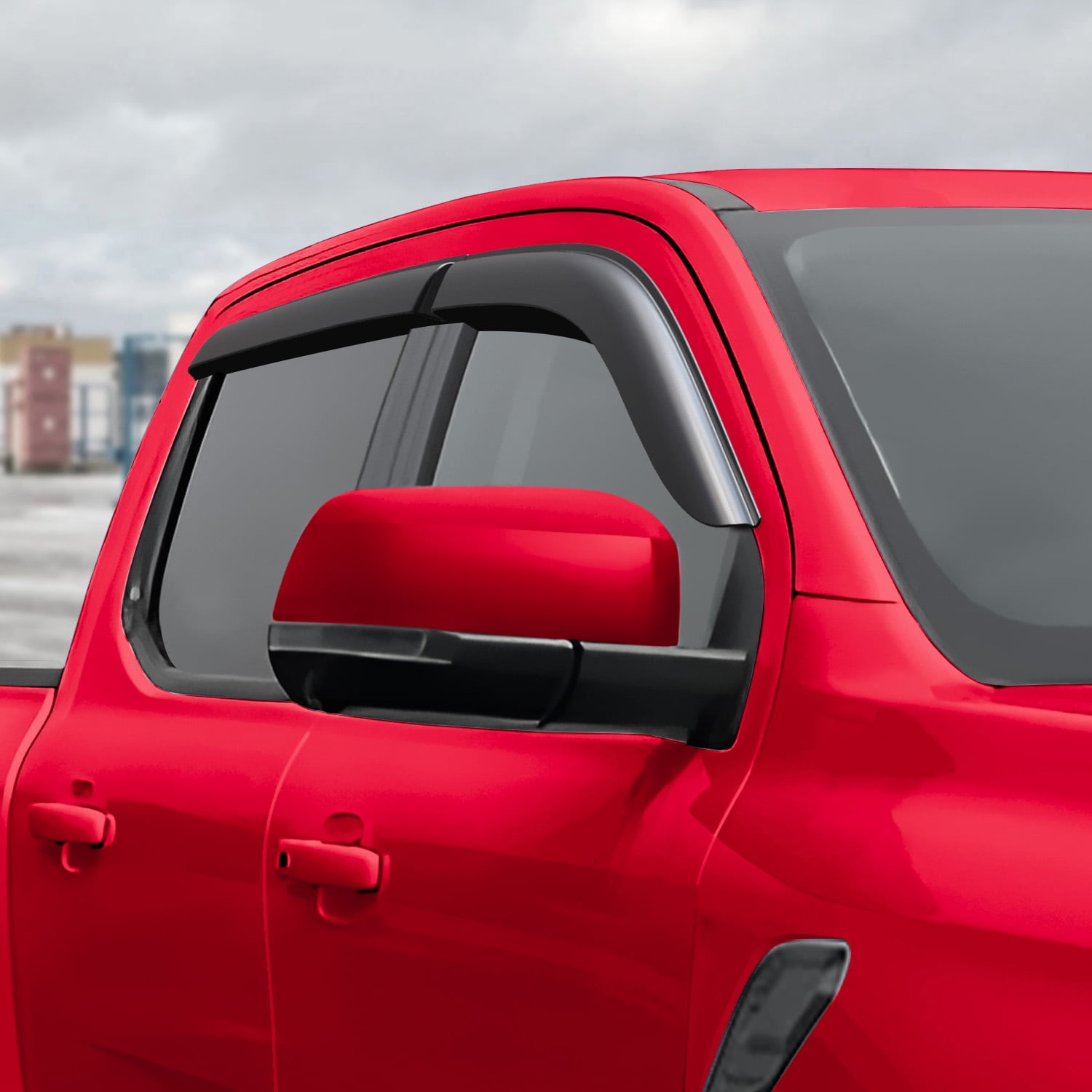 Voron Glass Tape-on Extra Durable Rain Guards for Ford Ranger 2024-2026 SuperCrew, Window Deflectors, Vent Window Visors, 4 Pieces - 100786