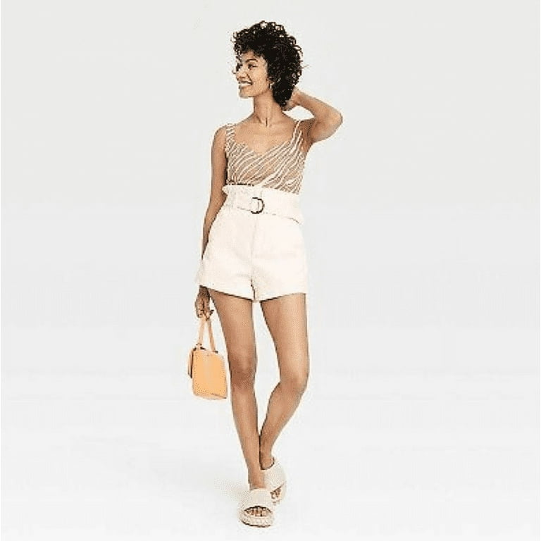 Women's High-Rise Utility Shorts - A New Day Cream 16 