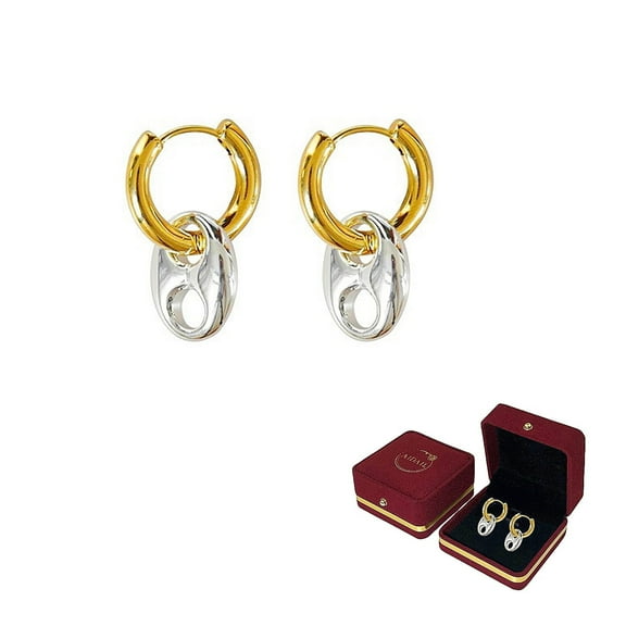 LTS EMIRA Drop Dangle Hoop Earrings for Women, 925 Sterling Silver Post Mutli-Style Chunky Hoop Two-Toned Statement Earrings, Trendy Huggie Hoop Earrings for Women Jewelry Gifts