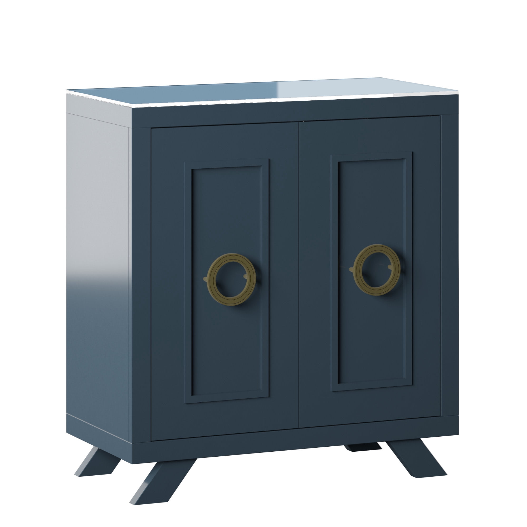 Twin Star Home Bar Cabinet with Stemware Rack, Fontana Blue