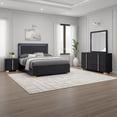 thumbnail image 6 of Dex 4pc Queen Bedroom Set with Modern LED Headboard- Mirror- Black, 6 of 6