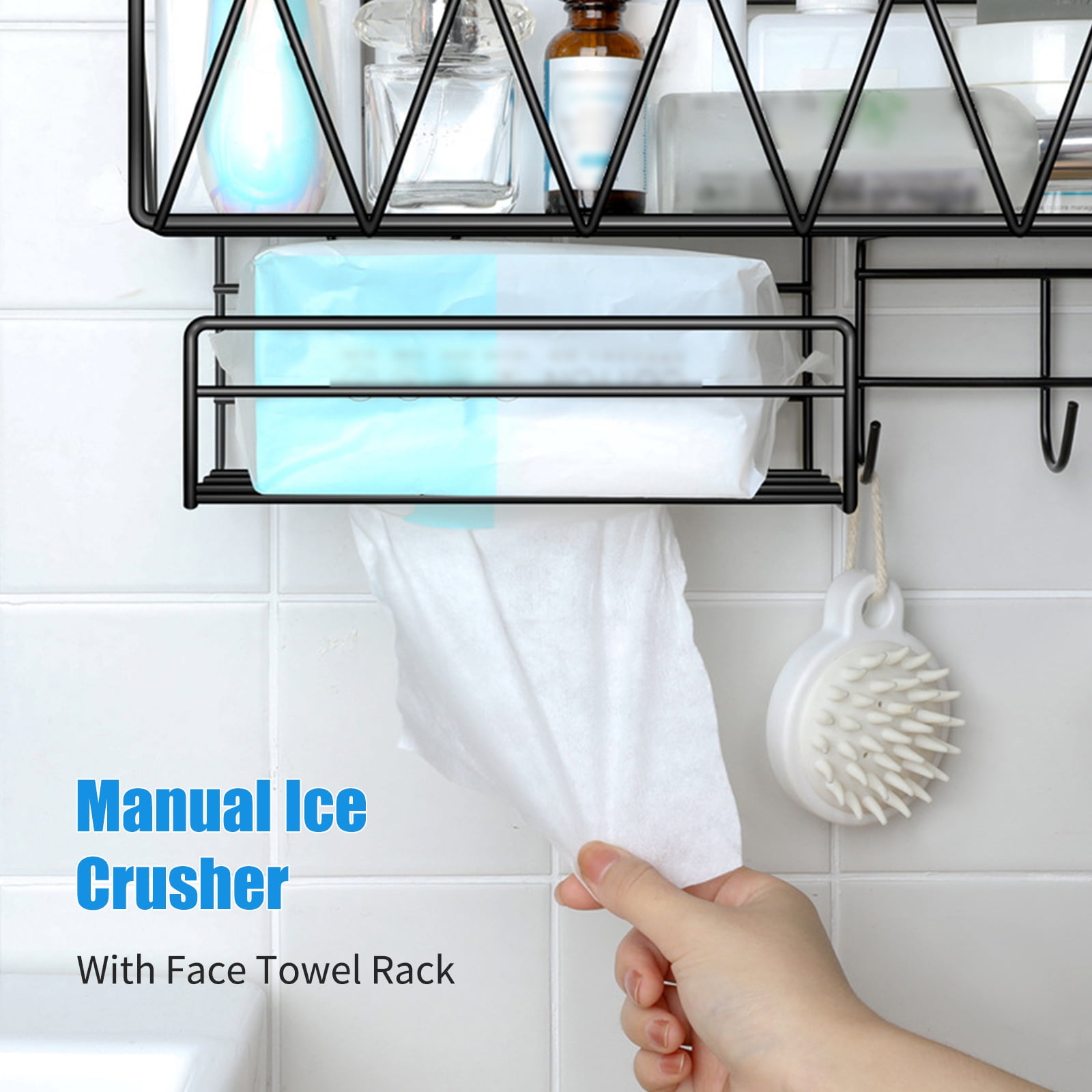 Shower Caddy With Face Towel Rack 3 Hooks Bathroom Shelf Organizer Wall Mounted Bathroom Shelf No Drilling Adhesive Shower Storage Basket Storage Rack for Toilet Dorm Kitchen Walmart