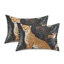 Yayeee Pillowcase Queen Size Set of 2 Satin Wrinkle Resistant Pillow Case, Forest Pattern