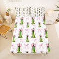 thumbnail image 5 of Manfei Pink Girly Bowtie Queen Sheets,Cute Cucumber Pattern Queen Sheet Sets,4 Pieces,1 Flat Sheet,1 Fitted Sheet and 2 Pillowcases, 5 of 6