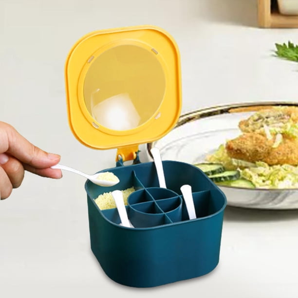 Caja de condimentos de rejilla múltiple BLESIY Tarro de condimentos amarillo