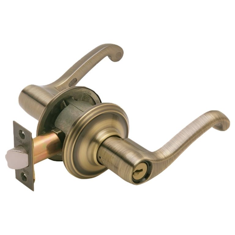 Schlage Flair Antique Brass Privacy Lockset ANSI Grade 2 1-3/4 in. Schlage Flair Antique Brass Privacy Lockset ANSI Grade 2 1-3/4 in.