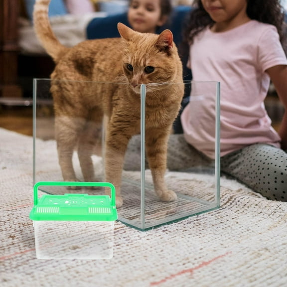 Supvox Clear Plastic Portable Fish Tank with Handle for Small Turtle and Hamster Storage