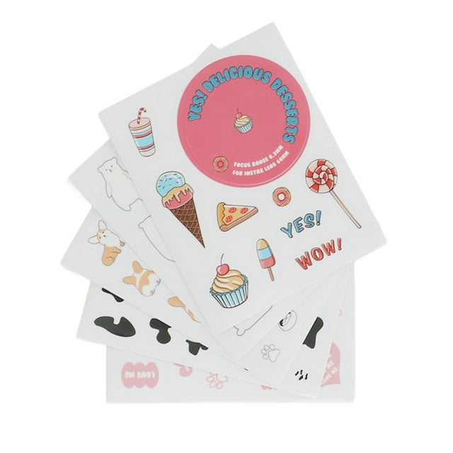 Autocollants Mignons Dessin Animé DIY pour Fuji Mini 11, 5 Motifs Différents, Forte Adhérence, Excellent Cadeau, Décoratif et Innovant, Champ d'Application : Étuis Protecteurs, Sacs pour Appareil Photo