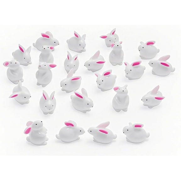 Mini Rabbits Easter Bunny Miniature Figurines Animals Model Fairy Garden Miniature Moss Landscape DIY Terrarium Crafts Ornament Accessories for Home Decor (Pack of 20)