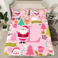 thumbnail image 2 of Castle Fairy Pink Initial Alphabet L 4pcs Bed Sheets for Kids Teens Children,Merry Christmas Xmas King Sheets,Kawaii Cute Santa Claus Deer Super Cozy Sheet Set,Breathable Home Decor, 2 of 7