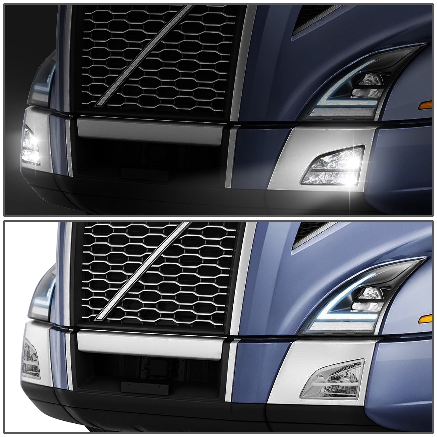 DNA Motoring Chrome Full LED Fog Lights Replacement Kit For 2018-2022 Volvo VNL