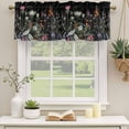 thumbnail image 2 of Spring Floral Curtain Valances for Windows, Kitchen Valance Window Treatments Panel 2 Pack, Black Farmhouse Botanical Watercolor Rod Pocket Short Curtains for Bathroom Bedroom 42 x 18 Inch, 2 of 8
