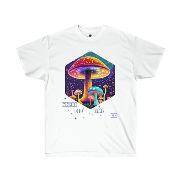 Mushroom Spiritual Where did time go? Unisex Cotton Tee Strange and Cozy